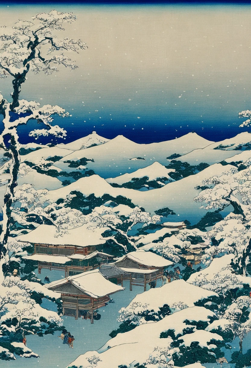 Snow Scene、Ukiyo-e