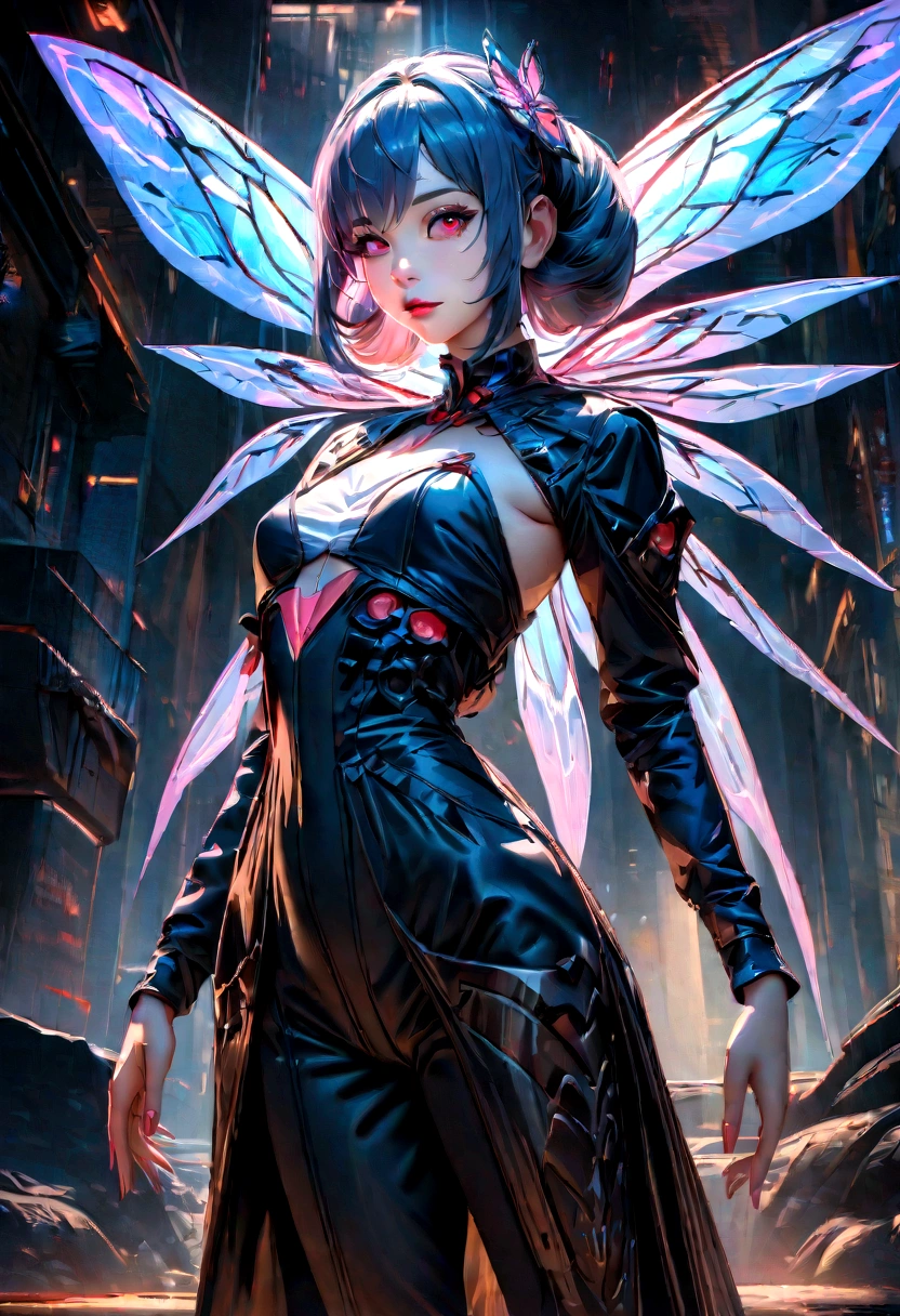 A beautiful femboy anime character, fairy tale outfit with cyberpunk  elements - SeaArt AI