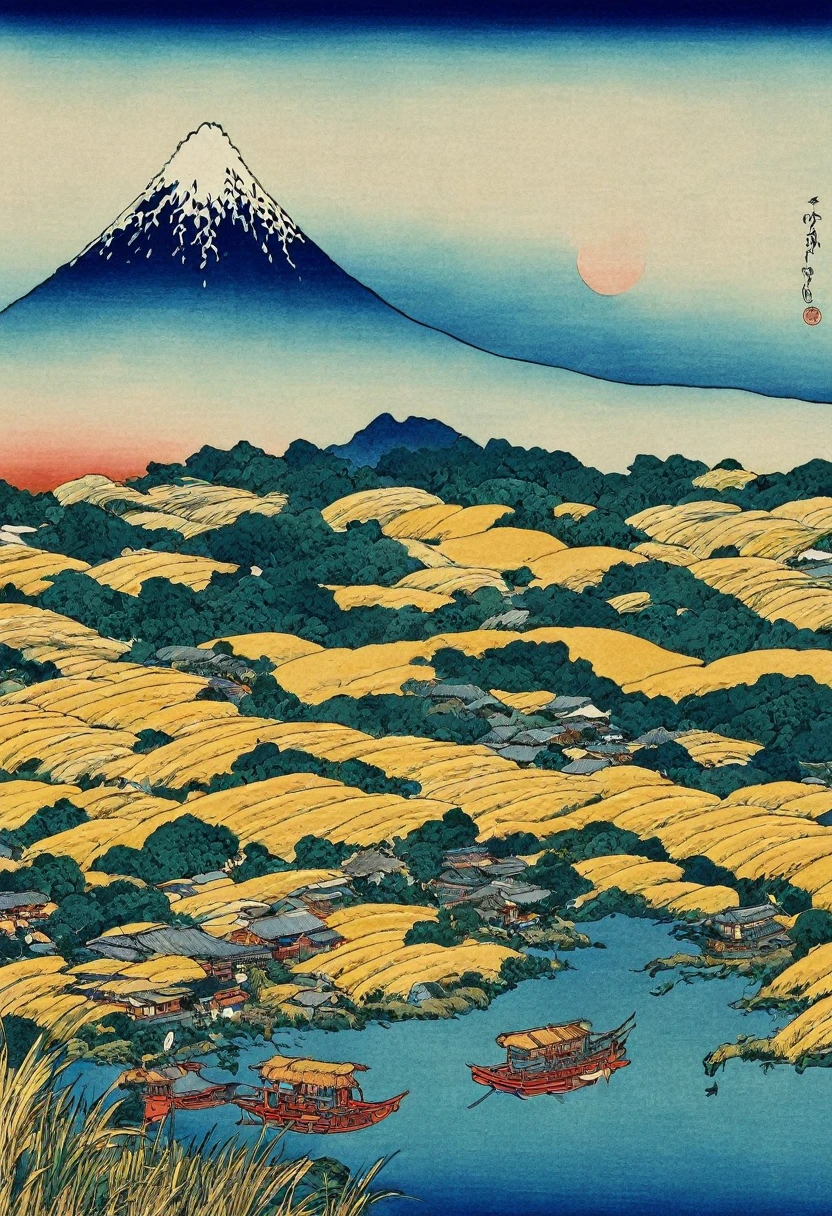 Récolte d&#39;automne、riz、Ukiyo-e