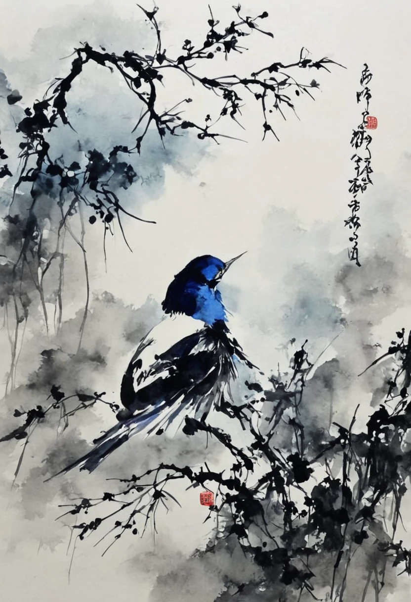 oiseau　peinture à l&#39;encre