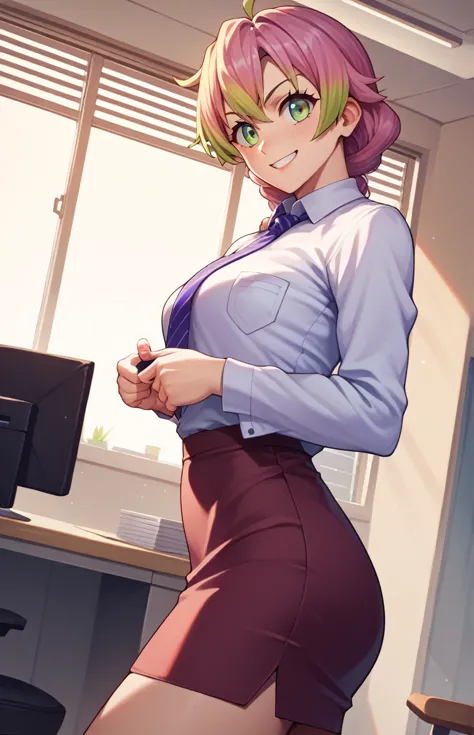 score_7_superior, break source_anime, k mitsuri v4xl, one girl, alone, smile, office lady, office room, indoor, professional lig...