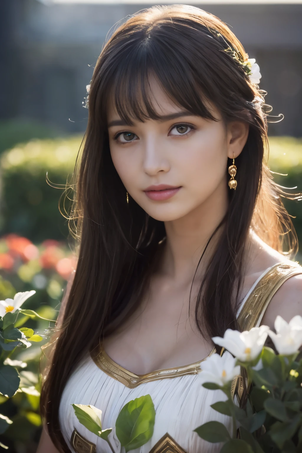 
((table top:1.4, highest quality)), (realistic pictures:1.4), 
((1 girl)), (An unearthly beauty), (dream-like),
(超High resolution:1.2), very delicate and beautiful, wonderful, Highly detailed CG Unity 8K wallpaper, Super detailed, High resolution, 
soft light, beautiful detailed girl, highly detailed eyes and face, beautifully detailed nose, beautiful and detailed eyes, 
(Dressed in ancient Greek maiden costume:1.3), 
cinematic lighting, perfect anatomy, slender body, (parted bangs),
(In the gardens of a Scottish castle:1.3), (Overcast dark background:1.3), (thick fog:1.3), (A ray of light shines on the flower garden in the garden:1.3), (outdoor), (contrast of light and dark),
cowboy shot, looking at the viewer, archaic smile, (fantastic beauty)