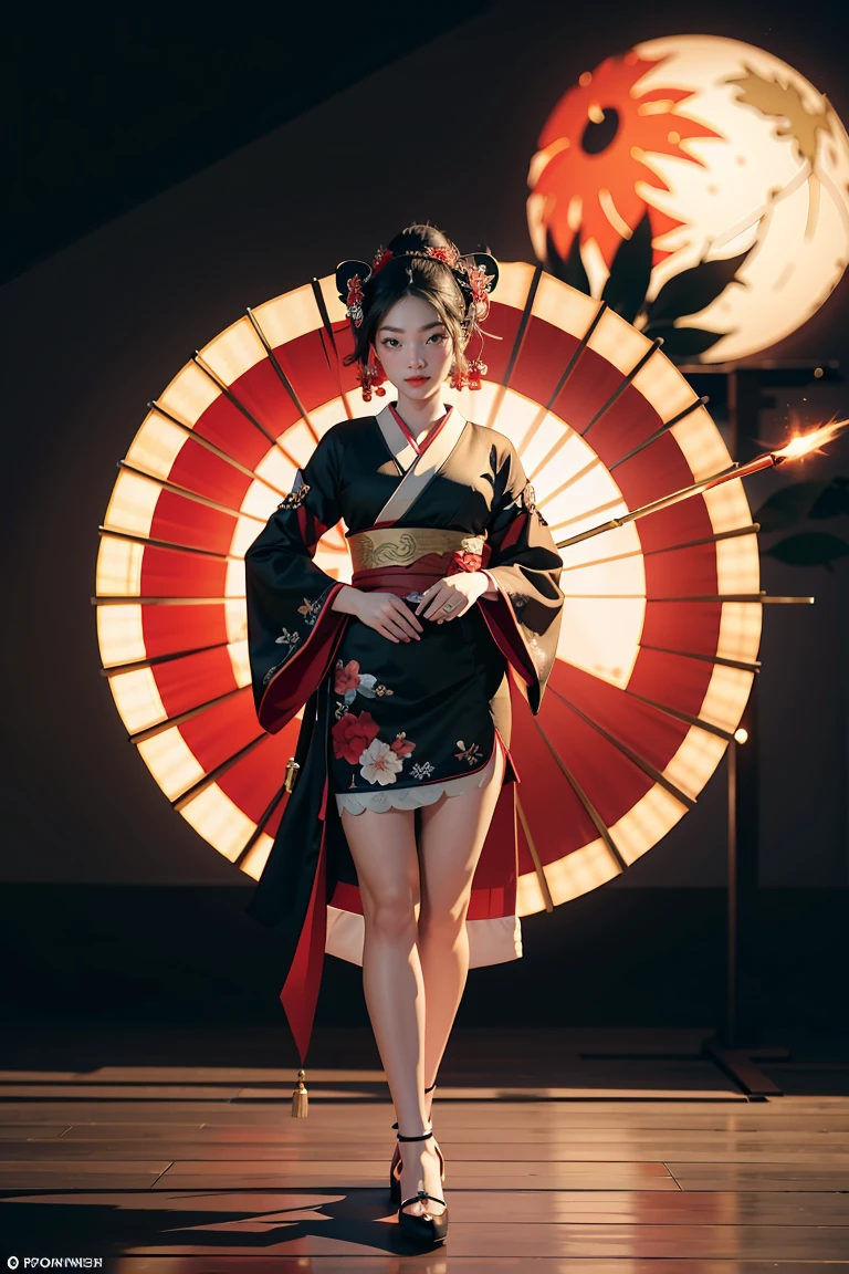 a highly detailed full body portrait of a geisha. 8k, octane render, Intricate hyperdetails, Symmetrical  