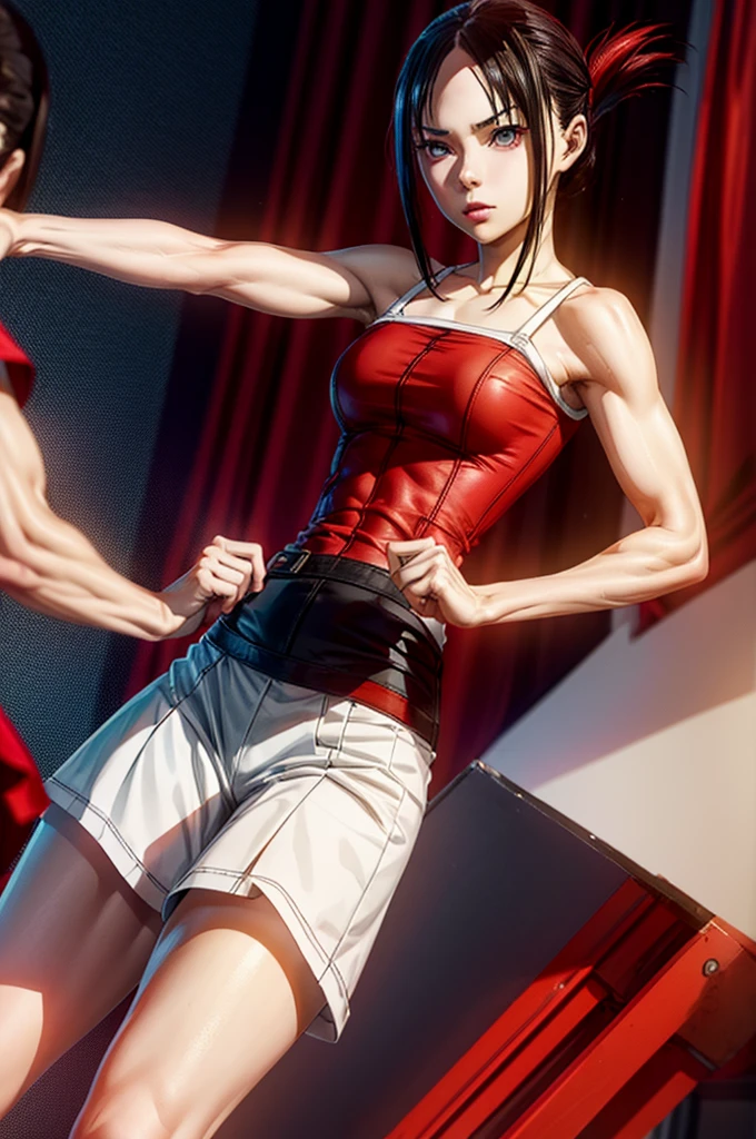 Imagem de alta qualidade, MENINA COM OLHAR VERMELHO, magro ((corpo musculoso)), KAGUYA SHINIMYA