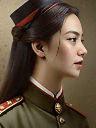 (masterpiece, best quality:1.2), Solitary，1 female commander，Workers' and Peasants' Red Army，plump and sexy，No background，HOI4 P...