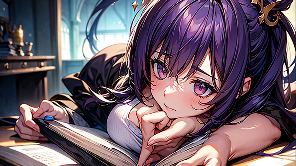 Woman choosing a book from the Akashic Records,anime,