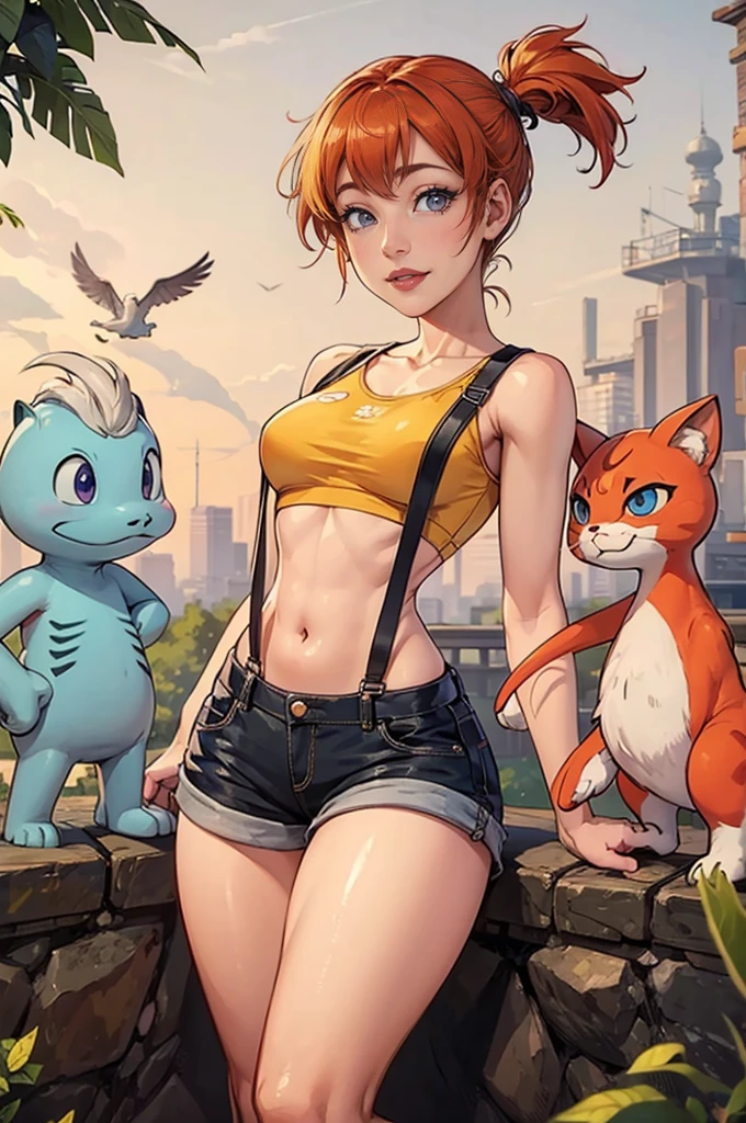 Hinata Hyuga porte Misty&#39;les vêtements Pokémon, cheveux longs bleu foncé, extrêmement réaliste, Très beau, extrêmement sexy, gros cul, jambes épaisses, Aptitude, Bite Pokémon, Chatte, bite d&#39;animal, nu, organes génitaux