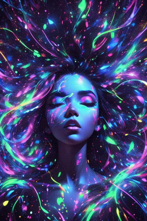 black light，1 girl