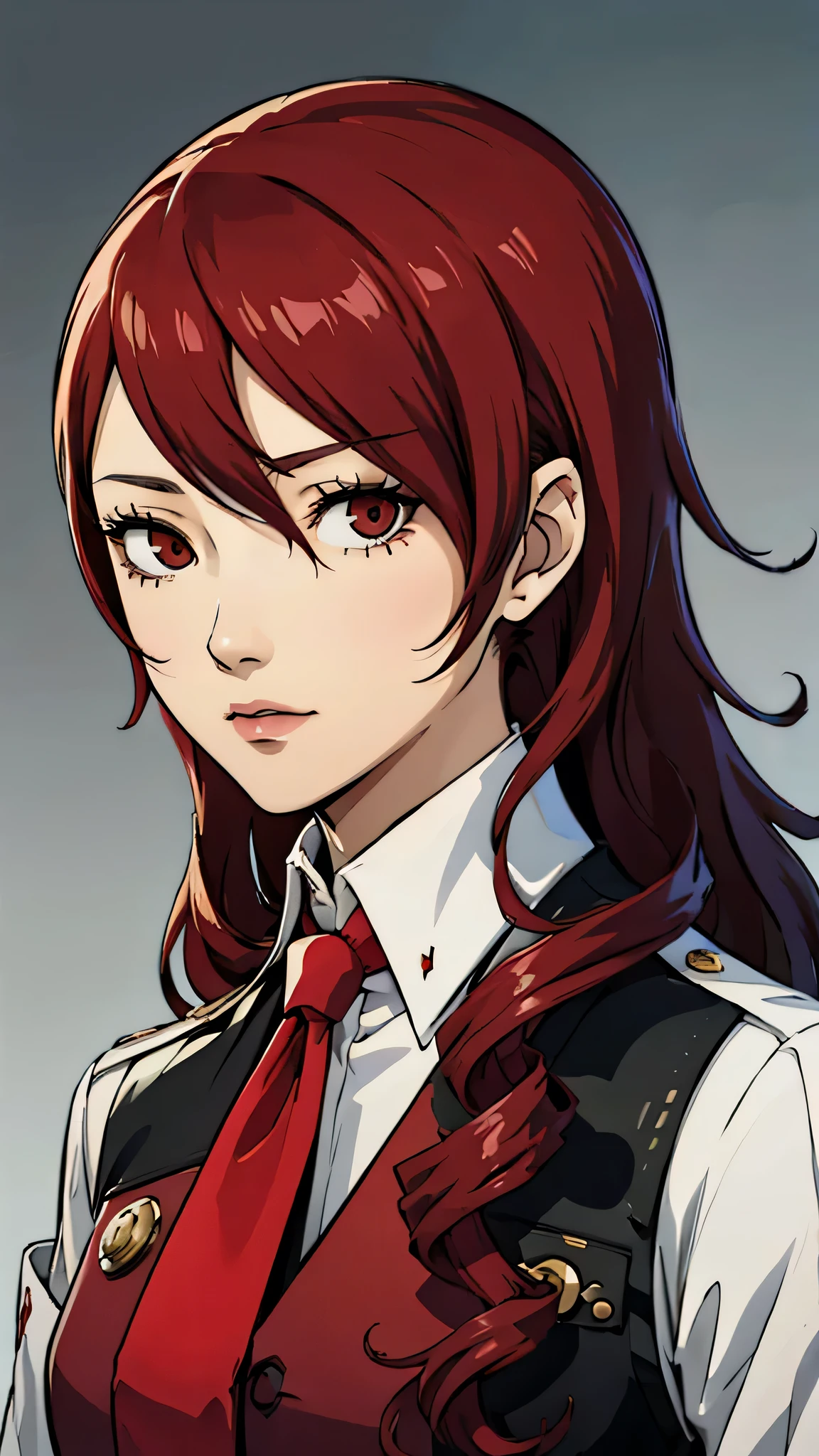 Mitsuru kirijo, Porträt, Anzug, tie, rote Augen, lange Haare, Haare über einem Auge , Haare über einem Auge, reifen