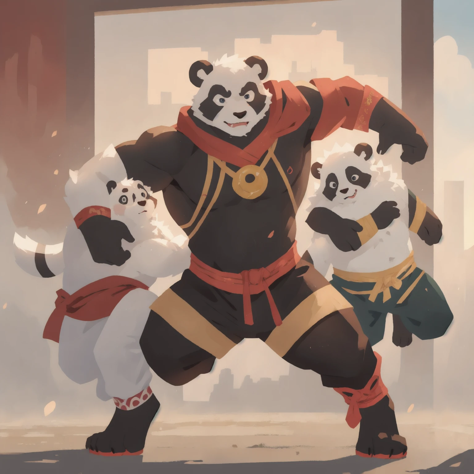 furry，panda，Kung Fu Action，strong