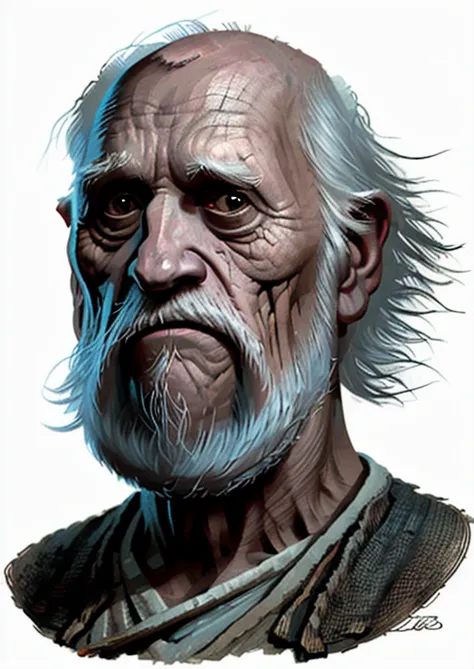 rpp, portrait of a old blind man, illustration ,concept art, in the style of greg rutkowski