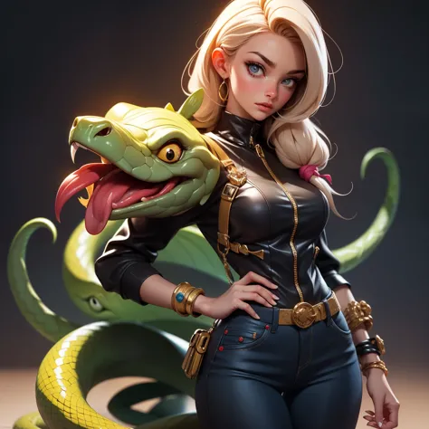 snake with realistic woman&#39;s head