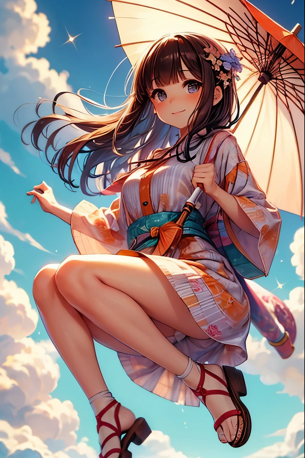 (Ultra-detailed), (She is holding the handle of the umbrella. The handle of the umbrella is straight:1.2)
