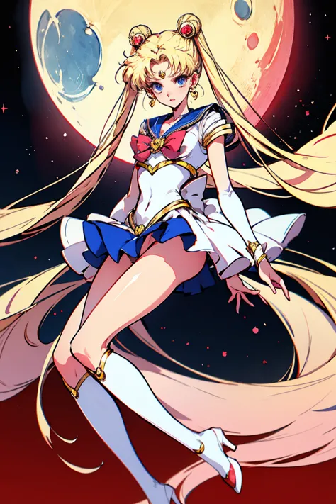 sailor moon , nouveau personnage , gothique , cheveux long blanc , yeux de chat , sur une planète rouge