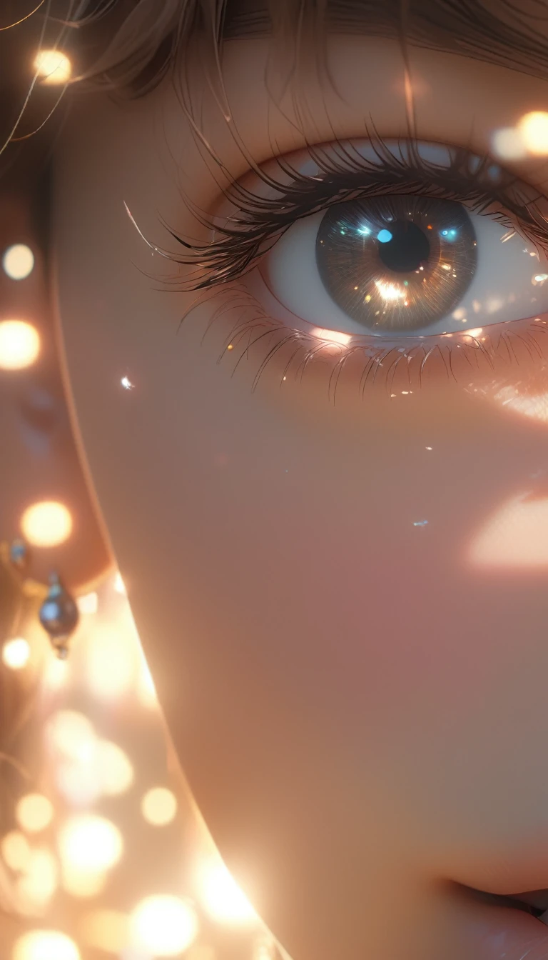 detailed eyes, Full functionality, (masterpiece), (best quality), moist skin, glowing skin, shiny skin, (good quality), intricate details, earring, ray tracing, (transparent), (bokeh), (depth of field),  