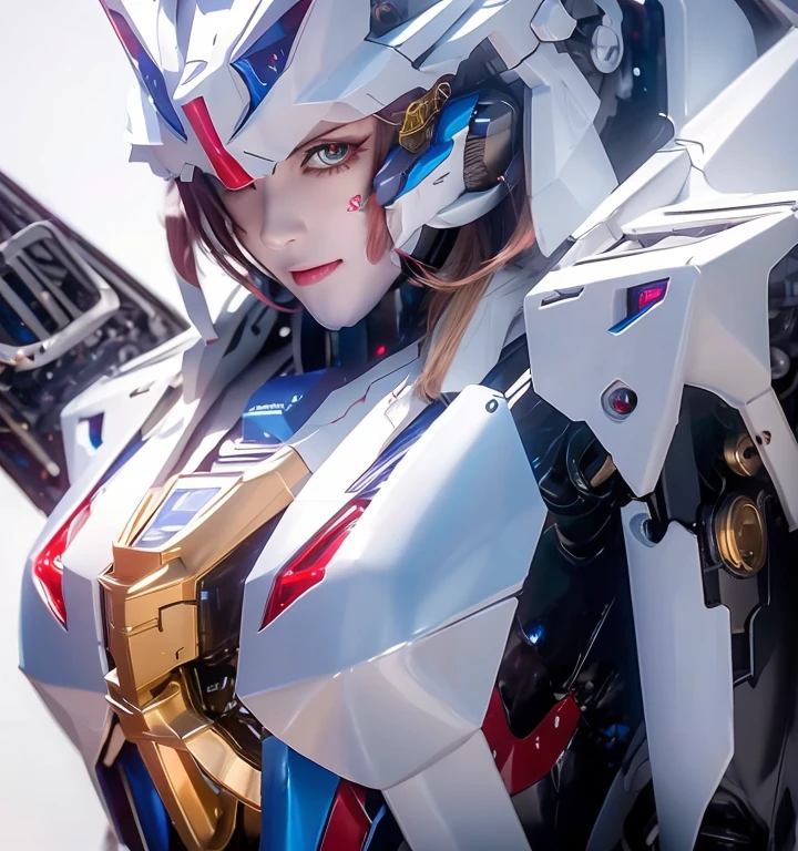 Textured skin, Super Detail, Attention to detail, high quality, 最high quality, High resolution, 1080P, Hard disk, beautiful,(Gundam Girl),Beautiful cyborg woman,Mecha Cyborg Girl,Battle Mode,Girl with a mechanical body,She wears a futuristic Gundam mecha