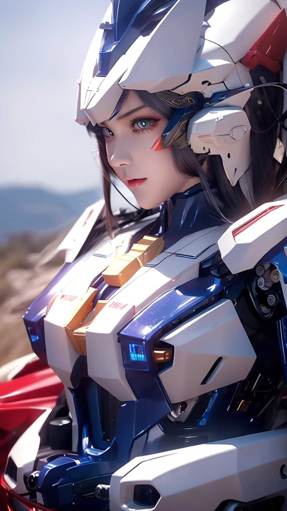 Textured skin, Super Detail, Attention to detail, high quality, 最high quality, High resolution, 1080P, Hard disk, beautiful,(Gundam Girl),Beautiful cyborg woman,Mecha Cyborg Girl,Battle Mode,Girl with a mechanical body,She wears a futuristic Gundam mecha