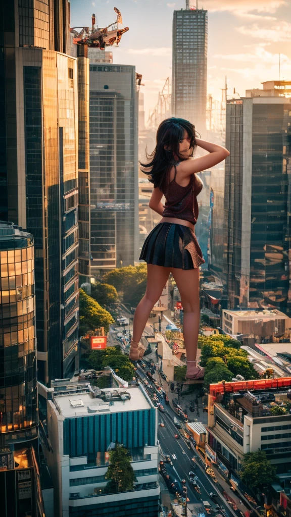 La fille géante brandit un marteau et détruit la ville,Fille assise sur un bâtiment,Une femme géante allongée au sommet d’une ville cyberpunk, Portez des jupes courtes,Des petits gars qui courent autour de la fille géante,La petite personne a paniqué et s&#39;est enfuie,Beaucoup de voitures passent, Debout sur sa main, société cg 9, 2. Art fantastique cgi 5D, moteur rendu irréel + Une déesse, corps entier cgsociety, artgerme ; Contenu 3D hyper réaliste, art géant, peintures mates 3D super détaillées, peintures mates 3D super détaillées, art fantastique réaliste, style d&#39;anime 3D réaliste. Belle fille. grosses cuisses."Le garçon se tenait au sommet d&#39;un immeuble de grande hauteur, saluant la jeune fille.". Couleur ultra 4k.La petite personne a paniqué et s&#39;est enfuie.Attaque géante.Shibuya,Tokyo.