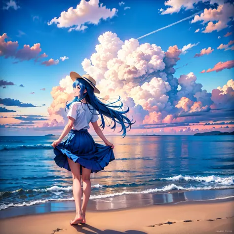 absurdity, high resolution, (official art, beautiful and aesthetic: 1.2), sparkling sky, vast world,((1 girl)), staring, awe-ins...