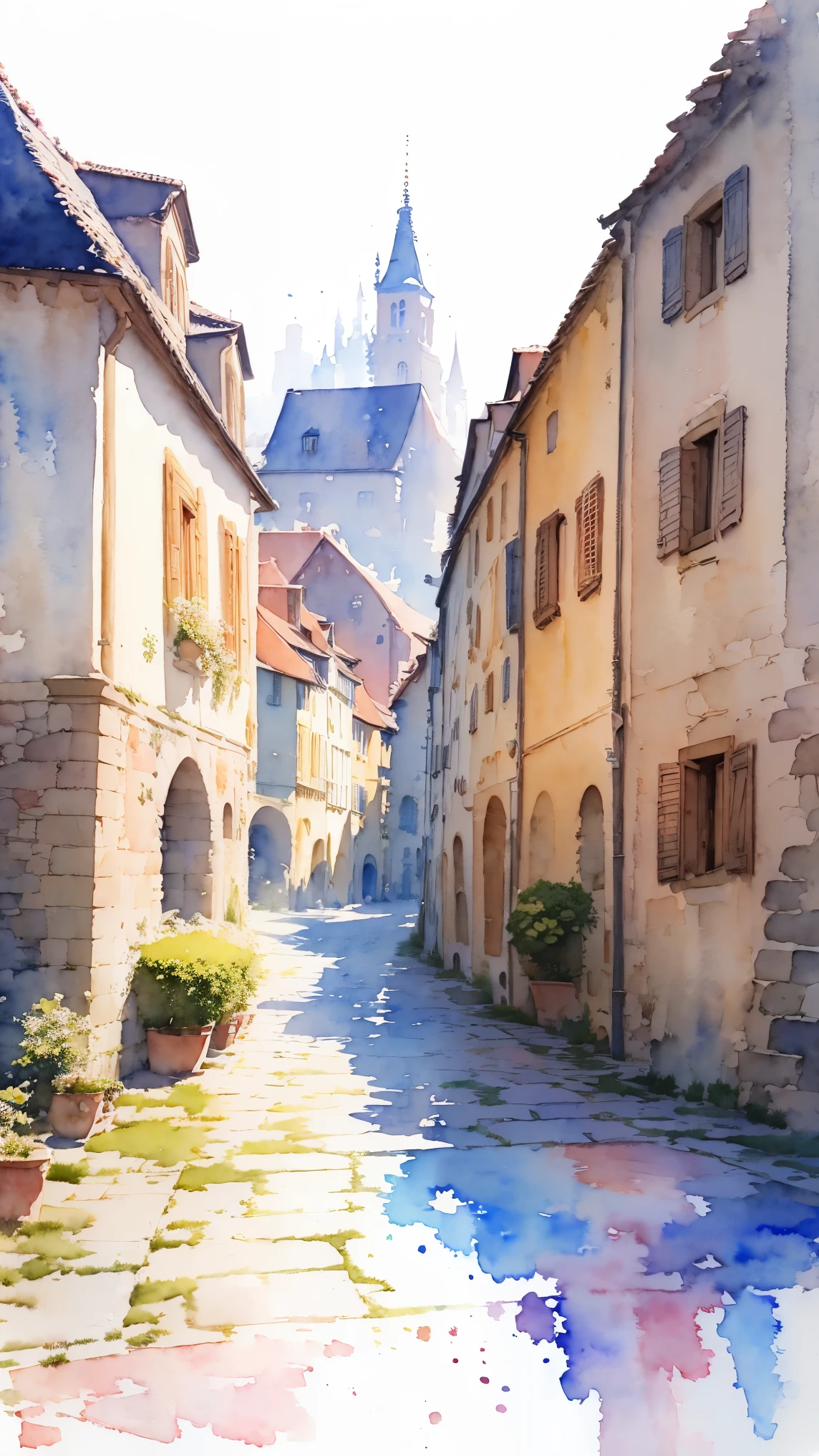 (masterpiece:1.2, Highest quality),(Very detailed),(((watercolor))),8K,wallpaper,Landscape of France,Colmar old town,(((Transparent watercolor)))