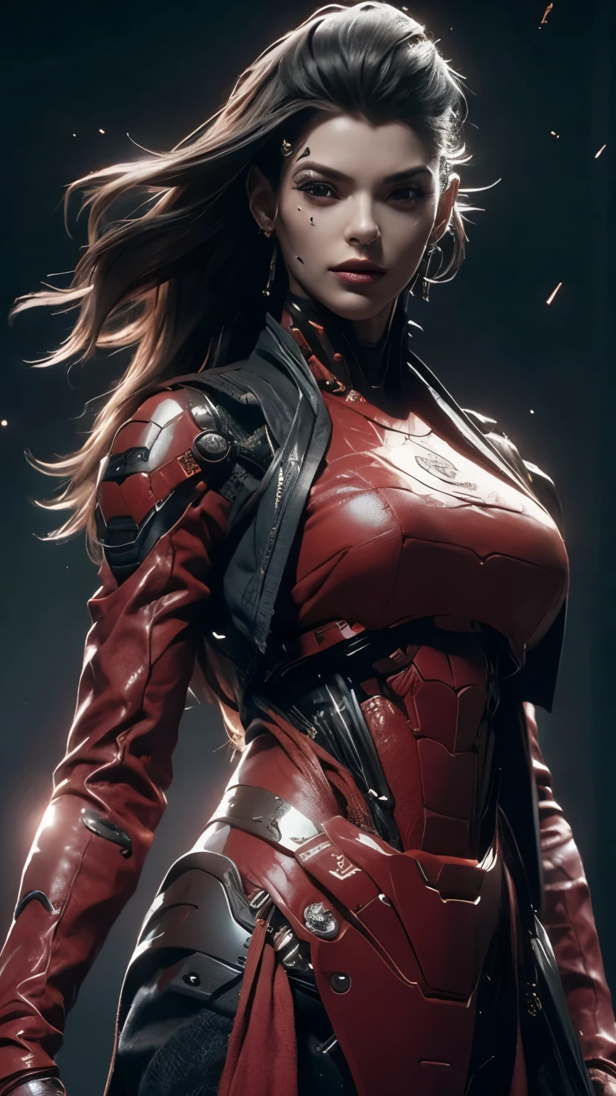 Best quality,computer graphics games,1 girl, masterpiece, Best quality, 8 k, Detailed leather texture, detailed fabric texture, beautiful detailed face, complex parts, ultra detailed,  Spider-Man uniform, straight red hair, (half of the body:1.2)