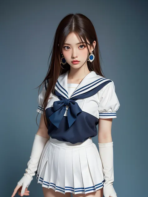close, 1 Girl, Sailor, tsukino usagi, (Sailor chiseki uniform:1.2), (Aqua Eye:0.9), Blonde, Medium Hair, Wedge skirt, Highest qu...