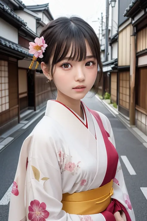 one girl, (a beauty girl, delicate girl:1.3), (16 years old, change:1.3),
break, (Long-sleeved kimono, Flower pattern kimono:1.3...