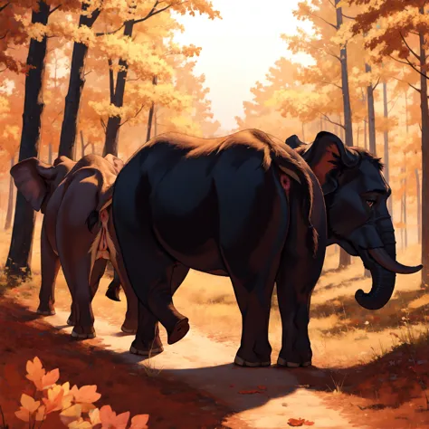 feral elephant , female, pussy, anus, butt, walking , forest,
