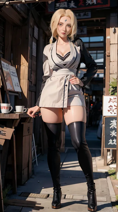 Tsunade après le mode papillon est fabuleuse sexy. Boruto style, elle pose devant un restaurant de ramen du village de Konoha, b...