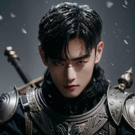 blurred image of a man in armor with a sword, inspired por Zhang Han, cai xukun, yanjun chengt, heise jinyao, por Zhang Han, ins...