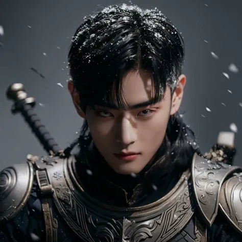blurred image of a man in armor with a sword, inspired por Zhang Han, cai xukun, yanjun chengt, heise jinyao, por Zhang Han, ins...