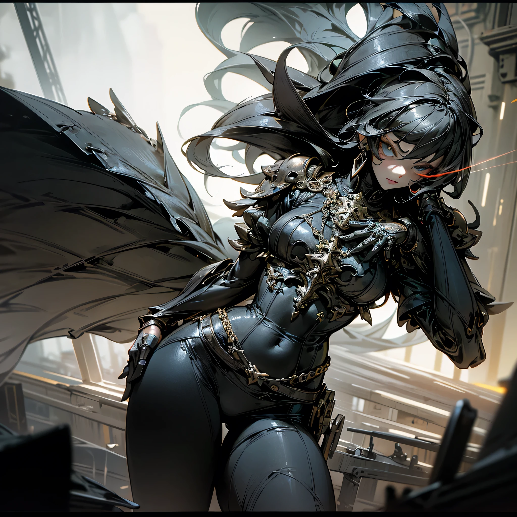 1 girl, attractive body in sexy clothes, gothic, wearing punk attire, destroyed city, in a mortal battle, solo, masterpiece, flawless, no anomalies, photorealistic, 8k, high quality, dramatic lighting, moody atmosphere, dark colors, gritty urban environment, hyper detailed, cinematic composition, dynamic pose, intense expression, corpo sem anomalias dois braços e mãos sem anomalias duas pernas sem anomaloas forma corporal sem anomalia na personagem