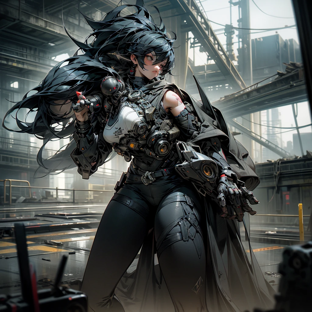 1 girl, solo 1 girl, attractive body in sexy clothes, gothic, wearing punk attire, destroyed city, in a mortal battle, solo, masterpiece, flawless, no anomalies, photorealistic, 8k, high quality, dramatic lighting, moody atmosphere, dark colors, gritty urban environment, hyper detailed, cinematic composition, dynamic pose, intense expression, body without anomalies two arms and hands without anomalies two legs without anomalies body shape without anomalies in the character