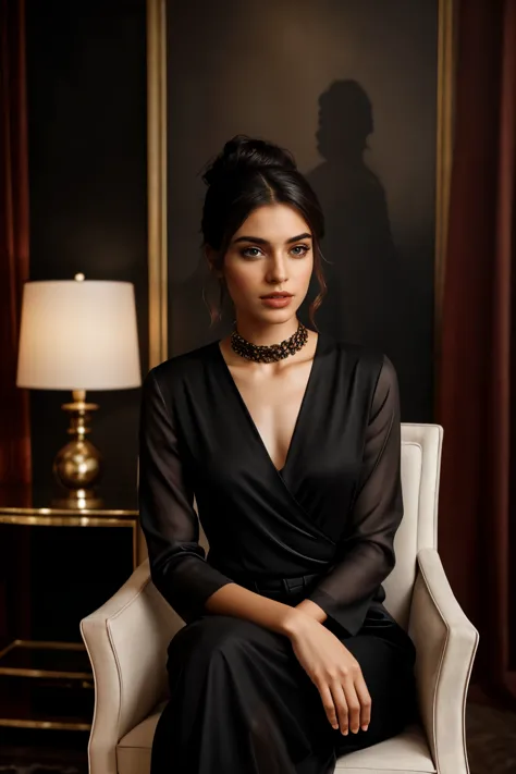 In this photograph, an Indian Instagram female model in her mid-20s sits elegantly in a luxury chair, commanding attention. The ...