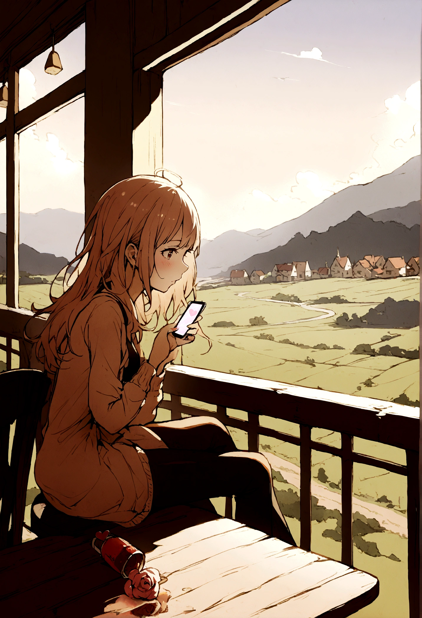 1 Female, High ,smartphone,Broken Heart,Landscape,Cafe,