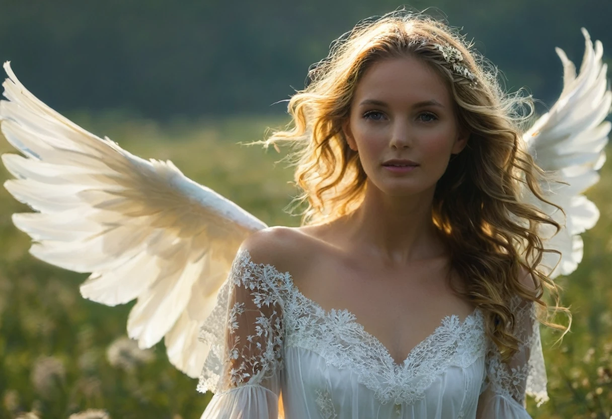 Um enorme guarda-sol em renda finamente trabalhada e vazada oferece sombra a uma mulher de 30 anos, sublime, feliz e radiante., a mulher está agachada e dando um pequeno guarda-chuva a um pássaro para protegê-lo do sol, passarinho, (mulher agachada , dois guarda-chuvas), fotografia ampla, obra de arte, extremamente detalhado, detalhes sublimes e sensuais, renda vazada