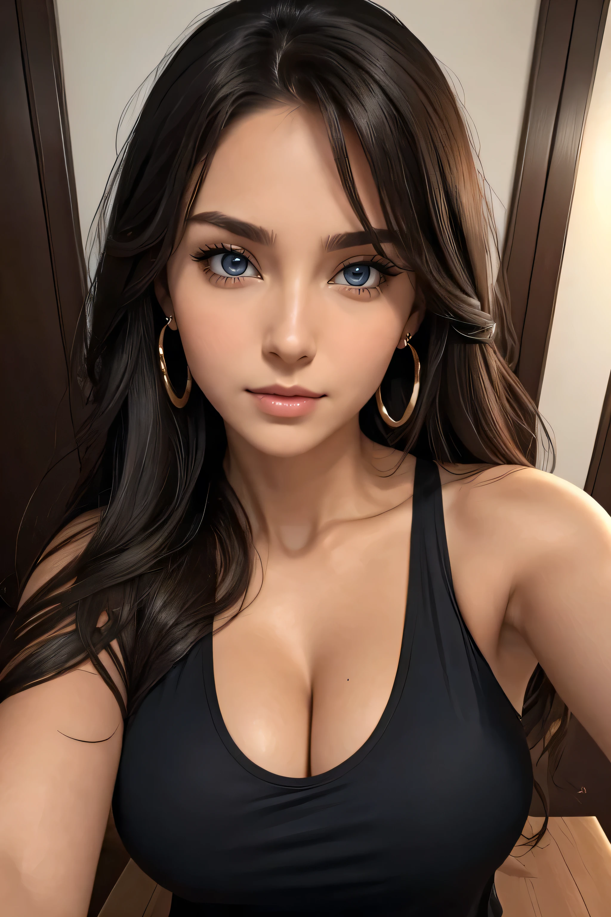 A woman with big breasts posing for a selfie - SeaArt AI