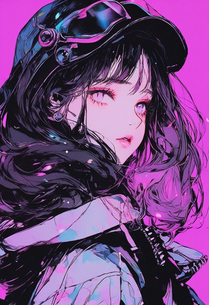 (Highest quality, sketch:1.2), Spectacular and realistic,(Super detailed support),Illustrator,anime,1 Girl, Detailed lips,custom, Gradient Background,Neon Hair,Texture Cropping, masterpiece, anime, Woman standing and staring at a black hole, Fantasy World, Talked about at the art station, Space Art, dreamy psychedelic anime, beautiful anime scene, anime epic artwork. anime, Photo Image Pose, average length、Brown Hair