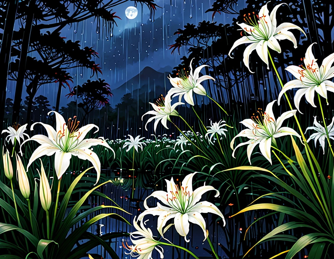 Midnight、Getting wet in the rain、A field of blooming spider lilies、skull