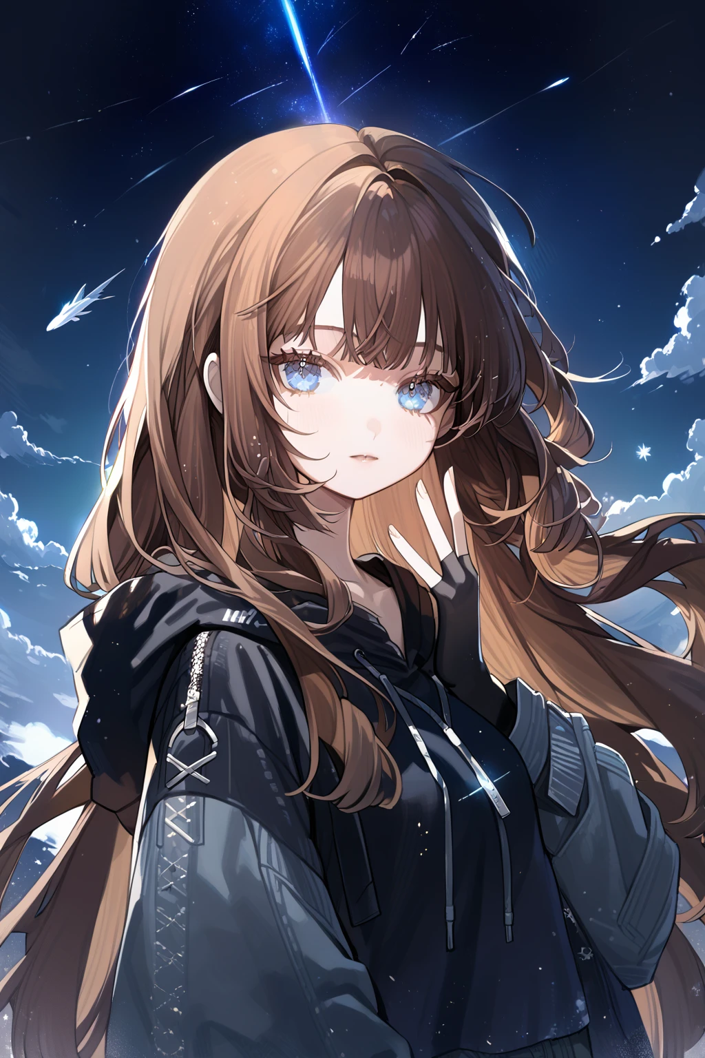 1 girl, CuteStyle, blue eyes, brown hair, long hair with bangs - SeaArt AI