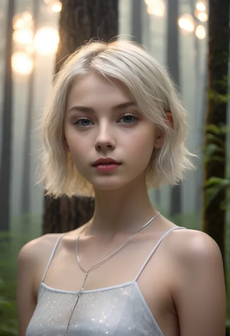 ((1 pretty girl)), (Teen model posing), (14 years), (Pale young twink woman), close-up, very thin blond short hair with ribbon, ...