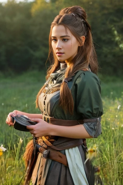 a woman with bow and arrows in a field, Aloy, Aloy from the horizon: zero dawn, Aloy from the horizon zero dawn, horizon zero dawn aesthetic, from the horizon: zero down, horizon zero dawn, gameplay of horizon zero dawn, horizon zero dawn 8 k, Forbidden Horizon West, female protagonist 👀 :8, leds horizon zero dawn machine, female main character