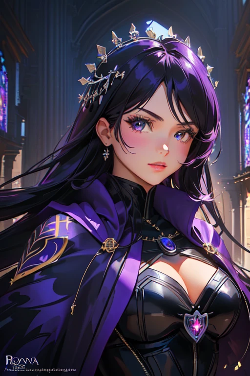 a close up of a woman (( Ravena teen titans))with a black and purple outfit, thick, commission for high resolution, inside an abandoned cathedral, 极其详细的Artgerm, cassandra cain in satin, highly detailed exquisite fanart, Ilya Kuvshinov. 4K, pose sexy, High-quality, detailed artwork in 8K, 8k art german bokeh, portrait of Ravenna, fofosexyrobutts