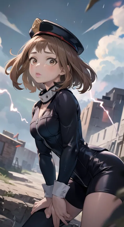 (Masterpiece, Best Quality, detailed), 1 girl, Alone, looking at the viewer, Ochako Uraraka, Brown hair, Brown eyes, short hair,...