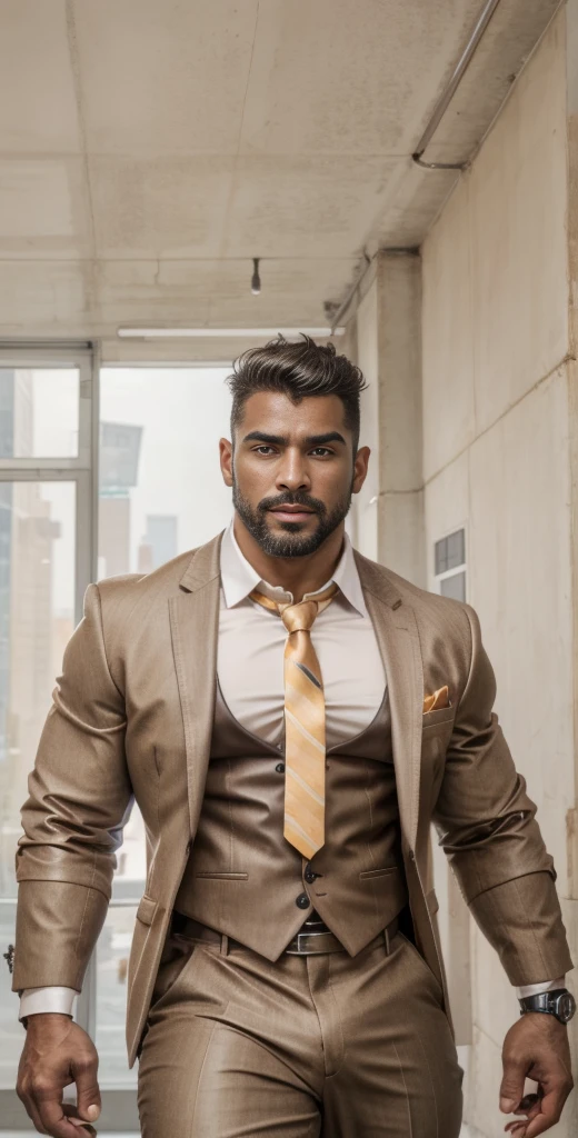 1 menino, europeu, Sozinho, pêlos faciais,34 anos, dom, foco masculino, apenas, muscular, homem maduro, macho musculoso, barba, cabelo curto, sobrancelhas espessas, homem de pele morena, coxas, terno chique, Pele escura, Gravata, Camiseta preta justa, calças apertadas, jaqueta de couro aberta misturada com tecido kevlar, Gravata, uniforme cibernético, terno de professor, tiro de vaqueiro, uniforme de professor, Pés fora do quadro, thick coxas, Olhando para o visualizador, obra de arte, 4K, alta qualidade, alta resolução, absurdos,