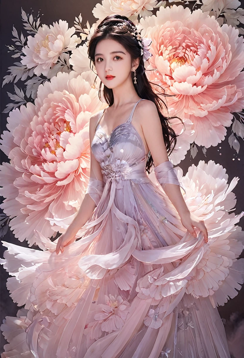 (masterpiece,best quality,Practical:1.2),1 girl,Flower background,