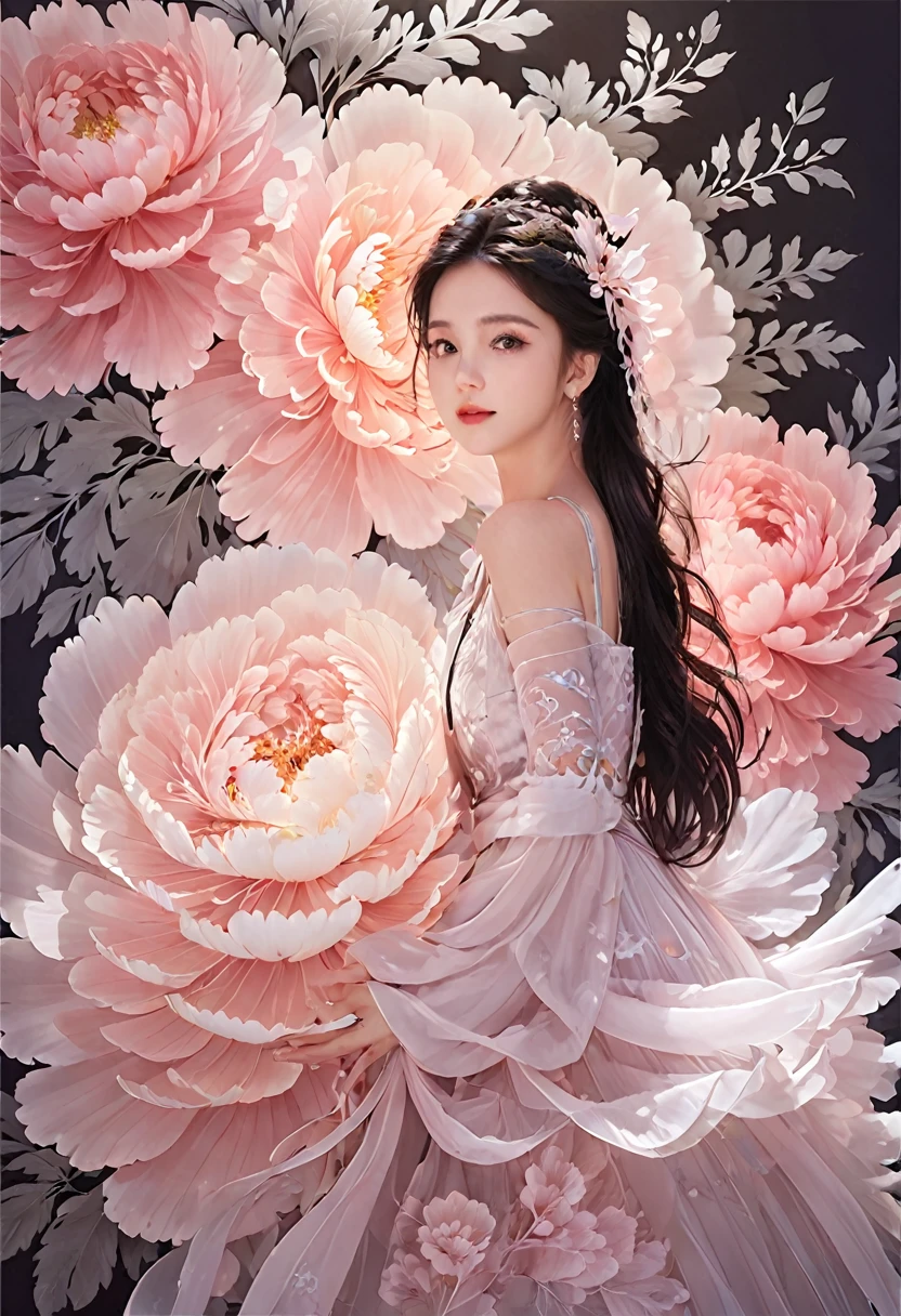 (masterpiece,best quality,Practical:1.2),1 girl,Flower background,