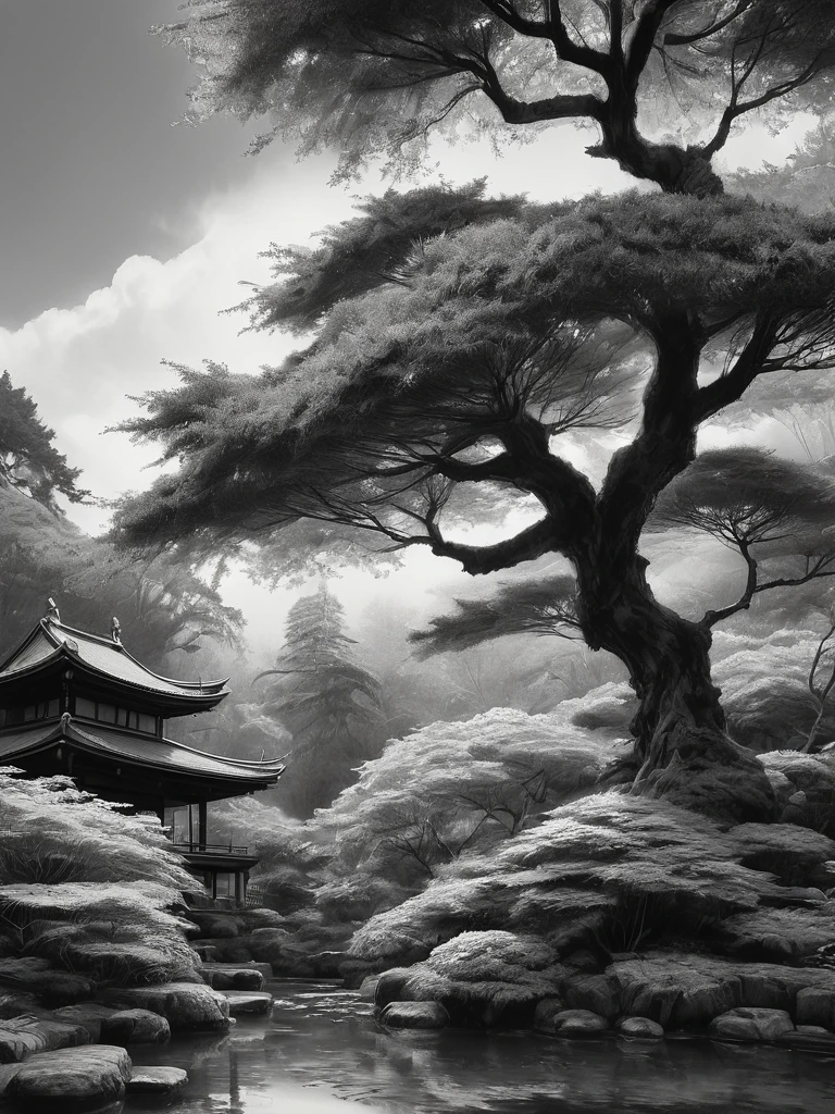 ภาพร่างกราไฟท์ขาวดำอันงดงามของวัดญี่ปุ่นในสวนญี่ปุ่น, ภาพพาโนรามา, ในท่าทางแบบไดนามิก, โดย Anna Razumovskaya, (โดย อลิสสา มังค์ส:1.1), โดย โจเซฟ โลรุสโซ, โดย ลิเลีย อัลวาราโด, แสงที่สวยงาม, โฟกัสคมชัด, 8ก, ความละเอียดสูง, (รูขุมขน:0.1), (เหงื่อออก:0.8), ผลงานชิ้นเอก, นิคอน Z9, ภาพถ่ายที่ได้รับรางวัล, -- ส.ค. 16:9 --สไตล์ดิบ --มีสไตล์ 750 --นิจิ 6, องค์ประกอบที่สมบูรณ์แบบ, สวยงาม รายละเอียดซับซ้อนอย่างเหลือเชื่อ