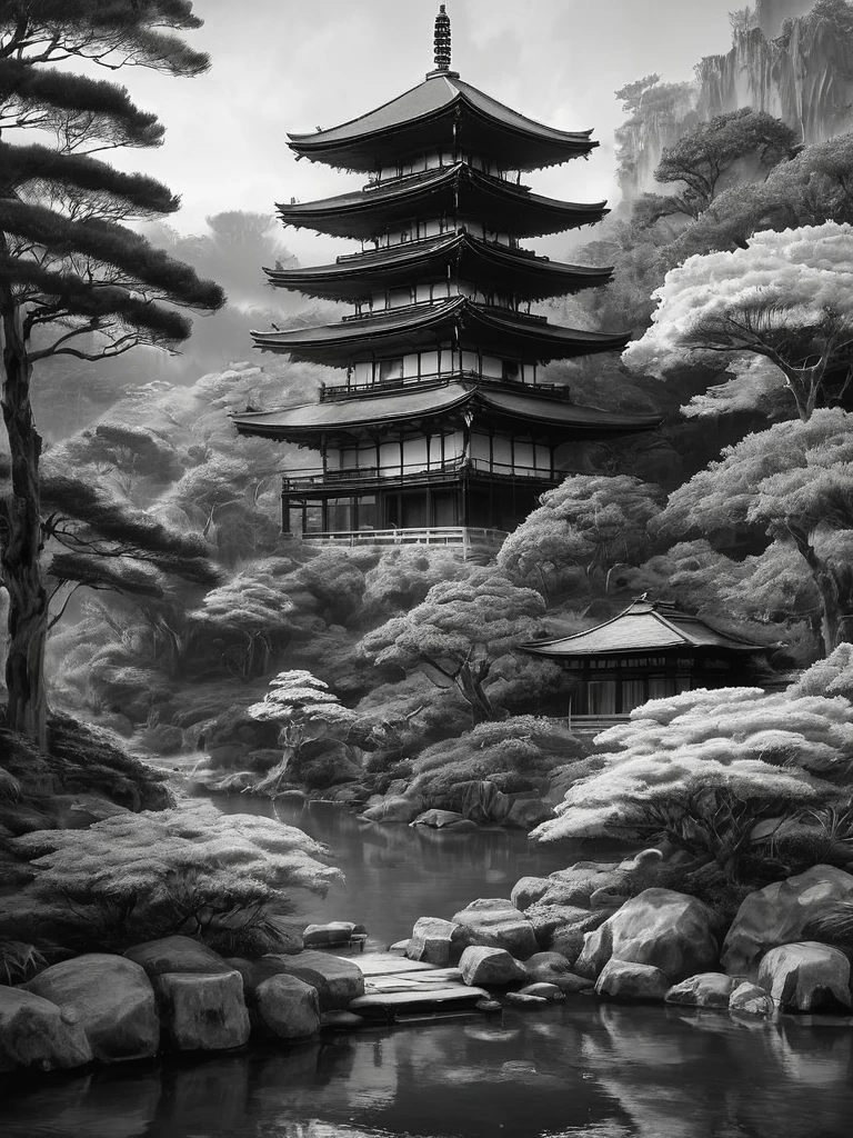 ภาพร่างกราไฟท์ขาวดำอันน่าทึ่งของวัดญี่ปุ่นในสวนญี่ปุ่น, ภาพพาโนรามา, ในท่าทางแบบไดนามิก, โดย Anna Razumovskaya, (โดย อลิสสา มังค์ส:1.1), โดย โจเซฟ โลรุสโซ, โดย ลิเลีย อัลวาราโด, แสงที่สวยงาม, โฟกัสคมชัด, 8ก, ความละเอียดสูง, (รูขุมขน:0.1), (เหงื่อออก:0.8), ผลงานชิ้นเอก, นิคอน Z9, ภาพถ่ายที่ได้รับรางวัล, -- ส.ค. 16:9 --สไตล์ดิบ --มีสไตล์ 750 --นิจิ 6, องค์ประกอบที่สมบูรณ์แบบ, สวยงาม รายละเอียดซับซ้อนอย่างเหลือเชื่อ