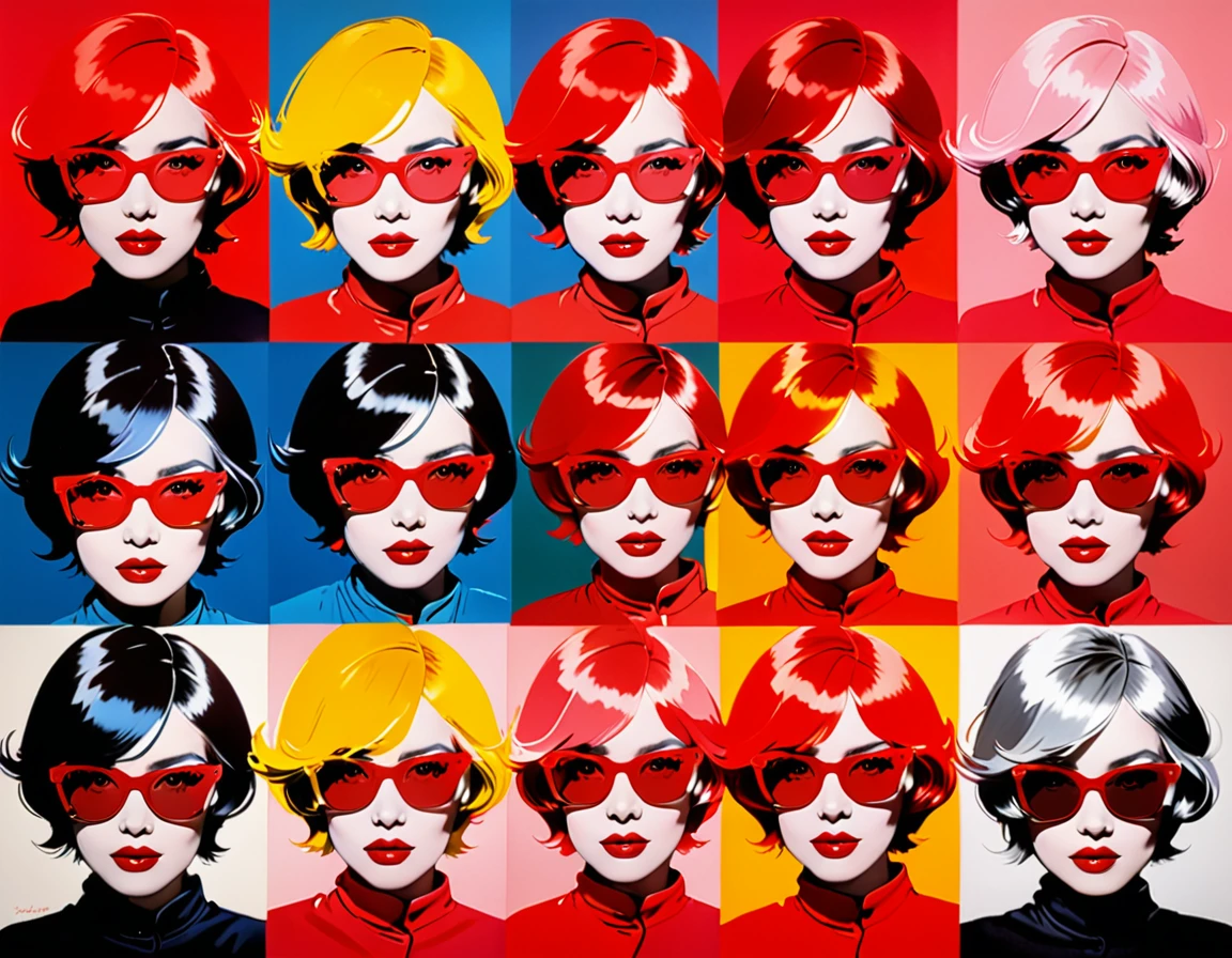 écarlate、rouge、rouge、Penser la couleur、vermillon、Couleur Toki、madder rouge、rouge、rouge銅色、被écarlate　（Style Andy Warhol）